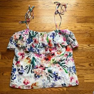 AMANDA UPRICHARD WOMEN'S SIZE S SPAGHETTI STRAP FLORAL TOP Ruffles